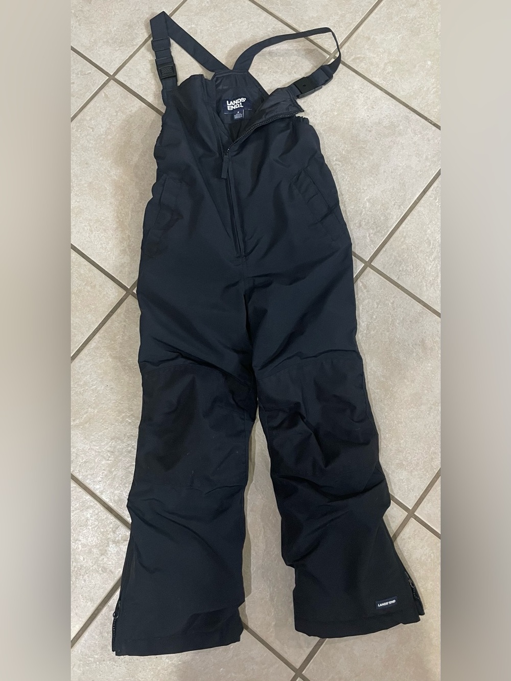 Lands' End Kids Black Snow Overalls
